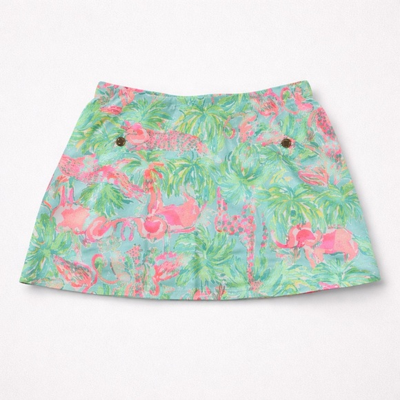 Lilly Pulitzer Womens Skort Size Large Vibrant Multicolor Pink Teal Animal Print - Picture 2 of 14